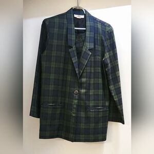 Casual Corner SHORTS SUIT Green and Blue Plaid